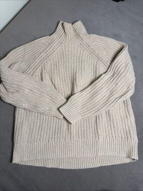 GAP Cream Chunky Ribbed Turtleneck Sweater